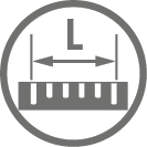 Längensymbol in Graustufen, bestehend aus einem "L" und einem Lineal.